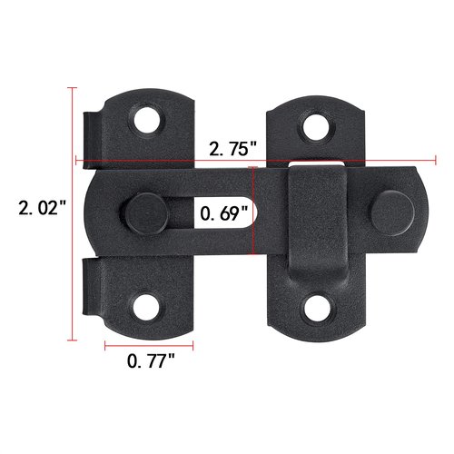 INIRET 2 Packs Barn Door Latches,2.75” x 2.02” Matte Black Stainless Steel barn gate flip Door Latch Bi-fold Door Lock,Sliding Door Antique Lock Gate Latches Wine Cabinet Closet Door Latches