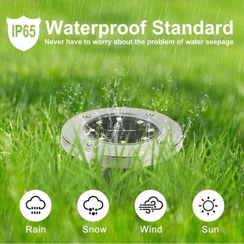 Rayolon Solar Ground Lights: Waterproof Upgraded Outdoor Landscape Lights (12 Pack Warm Light)