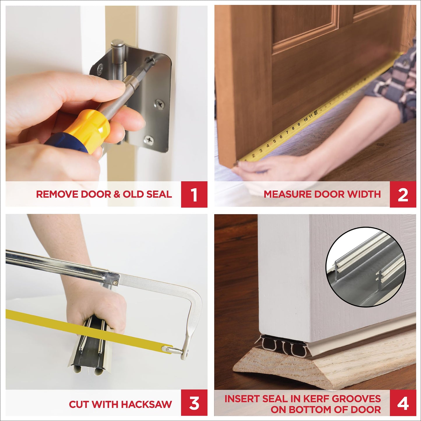 M-D Building Products 43820 Vinyl Concealed Kerf/Channel Fit Under Door Seal, Easy-to-Install Draft Stopper, Energy-Saving Door Insulation, Noise Reduction, Ideal for Home (36 Inch, Beige)