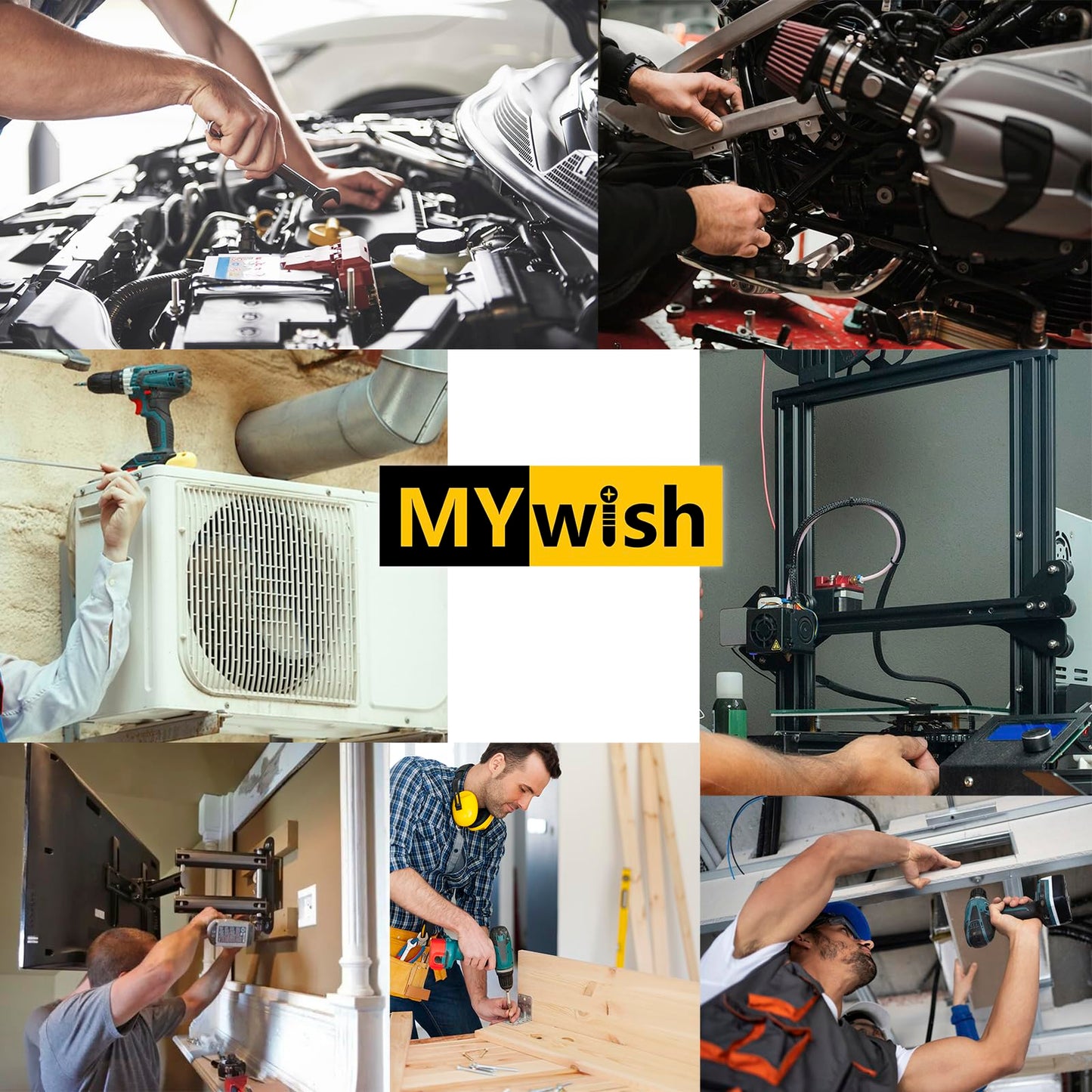 Mywish 448PCS M5 M6 M8 Screw Set, Metric Bolt Assortment, 304 Stainless Steel, Nuts and Bolts Set Flat & Spring Washers, Hex Head Cap Screws Bolts and Nuts Kit, Fully Thread