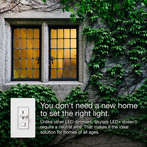 Lutron Skylark LED+ Dimmer Switch for Dimmable LED, Halogen and Incandescent Bulbs | 150W/Single-Pole or 3-Way | SCL-153P-WH | White