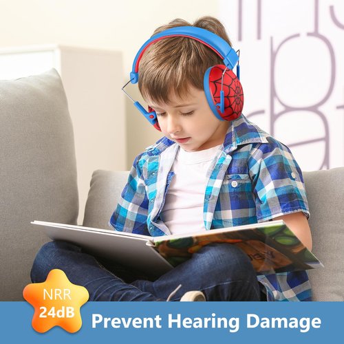 ProCase Kids Noise Cancelling Headphones, Kids Ear Protection Monster Jam Truck, Fireworks Hearing Protection Noise Reduction, Noise Canceling Earmuffs for Sensory Autism Toddler Children -Red