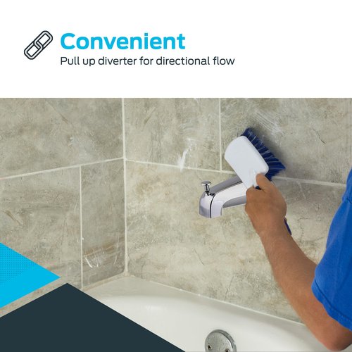 EZ-FLO 5 Inch Zinc Bath Tub Diverter Spout, 1/2 Inch IPS Pipe, Chrome, 15083