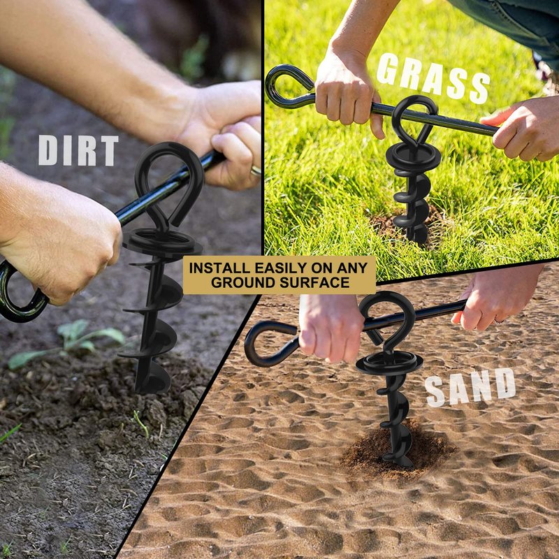 Eurmax USA 2-Pack Heavy Duty Dog Tie Out Stake, No-Tangle In Ground Anchor Runner for Large Dogs up to 210 Lbs - Perfect for Yard, Beach and Camping (Medium,Navy Blue)