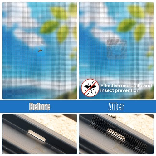 MAQIHAN 16Sheets Window Screen Repair Kit - Black Self-Adhesive Screen Patch Repair Kit, 4 Sizes Patches Mesh Tape for Mesh Screens Door, Window Drain Holes, Strong Adhesion Easy to Use
