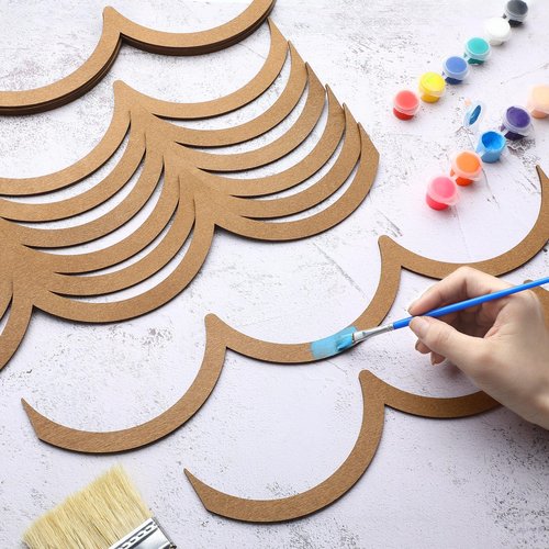 Ripeng 12 Pcs Unfinished Scalloped Decorative Wood Trim 15.75 x 2.9 Inch Scalloped Wood Molding Cute DIY Moulding Trim for Home Wall Cabinet Shelf Window Door