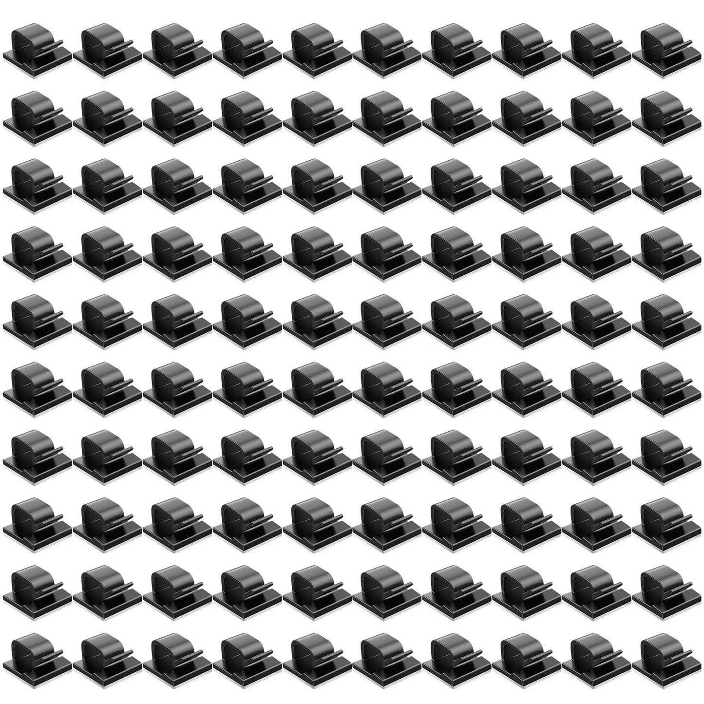 100PCS Adhesive Cable Clips Wire Holder Organizer Cord Management Outdoor Cord Clips for Wall(Black)