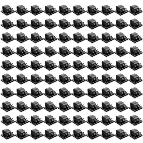 100PCS Adhesive Cable Clips Wire Holder Organizer Cord Management Outdoor Cord Clips for Wall(Black)