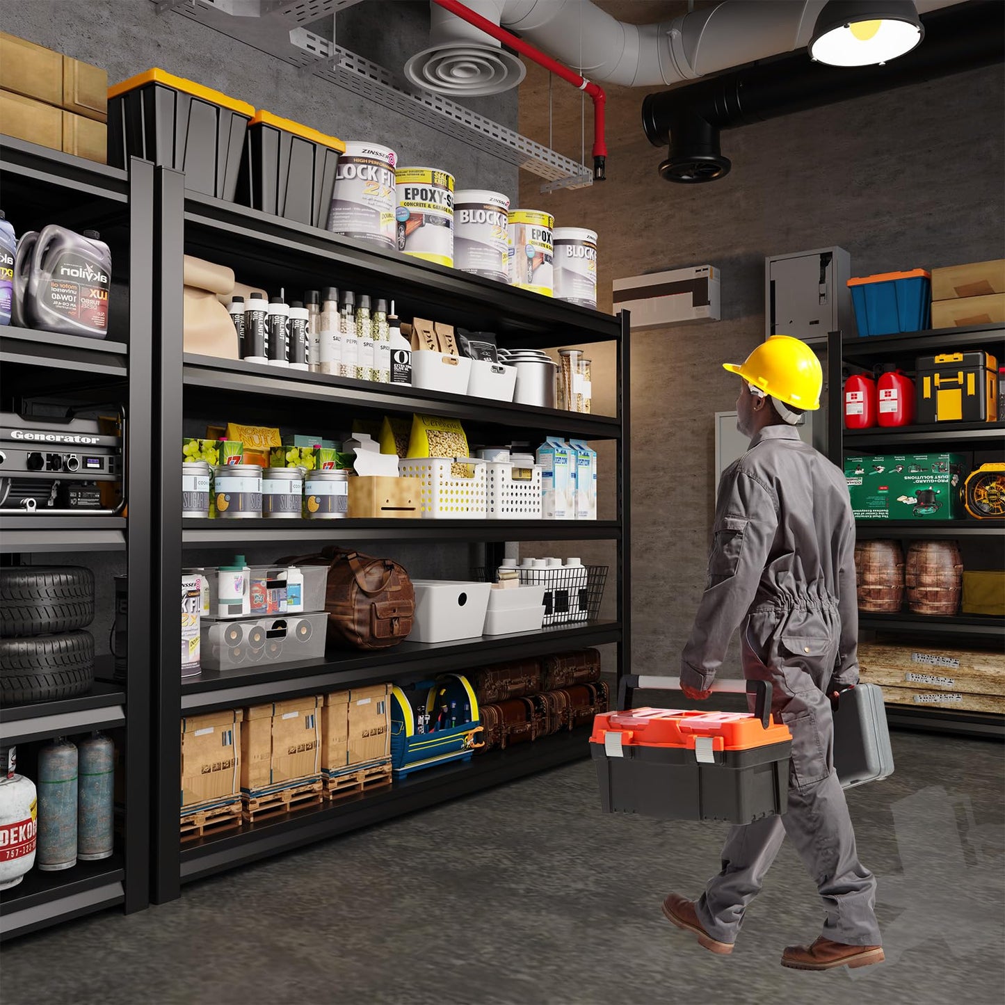 LLIIFFEE Garage Shelving Metal Shelf Heavy Duty Storage Shelves Industrial Shelving 5 Tier Adjustable Shelves Storage Rack Utility Shelves for Garage, Warehouse, Basement (20" D x 46" W x 93" H)