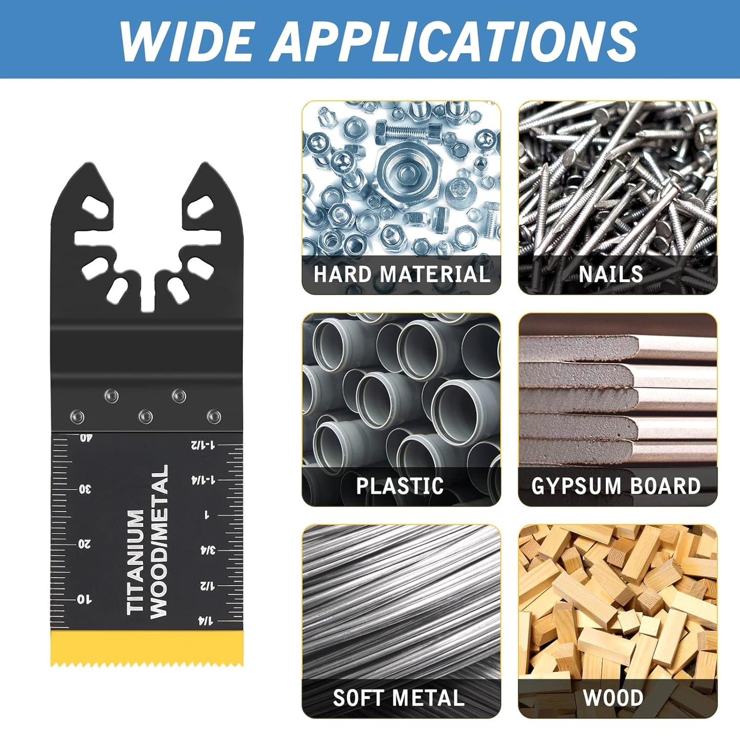 55 PCS Oscillating Saw Blades Quick Release Universal oscillating Tool Blades Wood Plastics and Metal Multitool Blade Kits for Wood fit Dewalt Rockwell Milwaukee Makita Ryobi