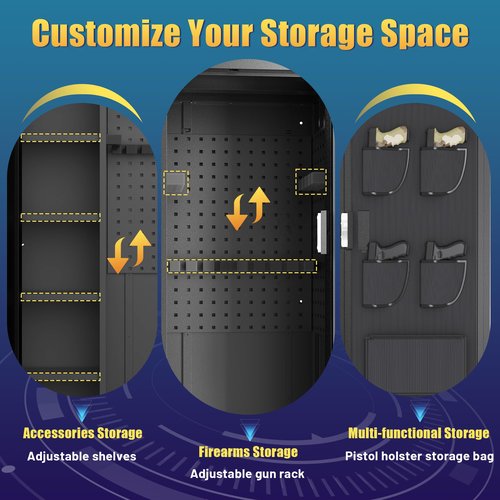 Eltean 18-20 Large Long Gun Safe for Home Rifles and Pistols, Gun Cabinet with Dual Storage Space and Adjustable Gun Racks,Rifle Safes for Home with Independent Double Lock and Ample Back Storage