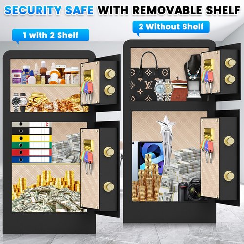 8.25 Cuft Fireproof Large Home Safe Box, Double Door Safes Box, Heavy Duty Document Safe With Keypad Key, Smart Alert, Personal Digital Money Safe For Cash Jewelry