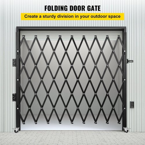 Single Folding Security Gate, 7.1'H x 7.9' W (85 x 95 inch) Folding Door Gate, Steel Accordion Security Gate, Flexible Expanding Security Gate, 360° Rolling Barricade Gate, Scissor Gate