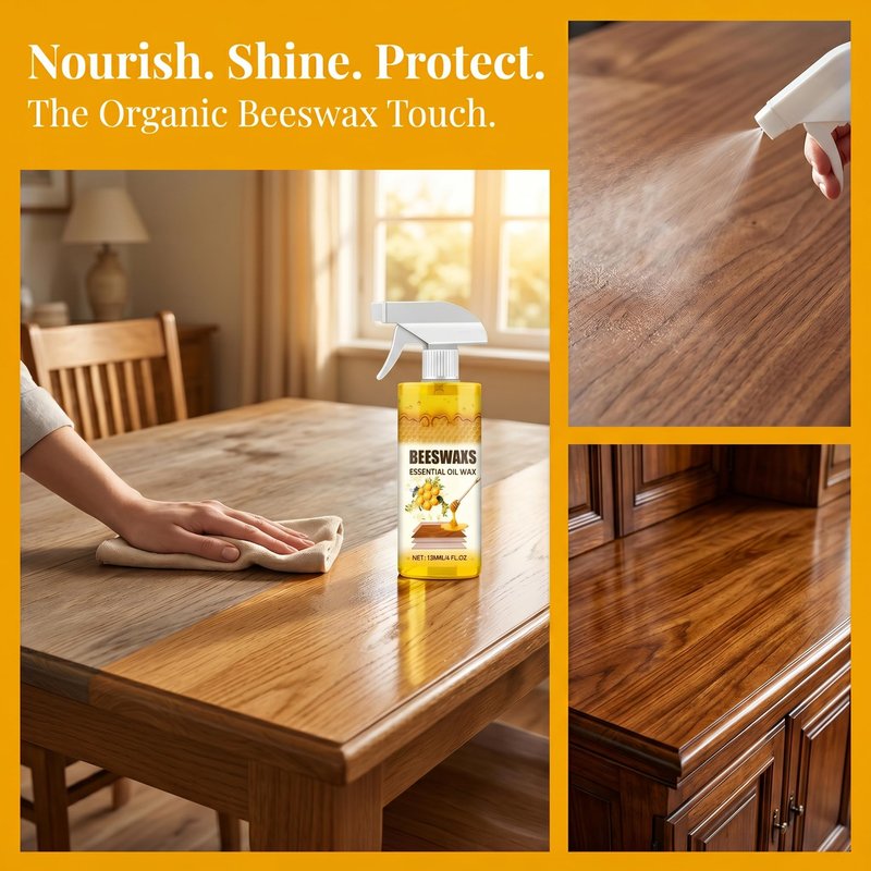 HengPuJiang Beeswax Wood Polish Spray, Natural Beeswax & Beewax Furniture Cleaner, Spray Wax for Wood - 2026 Multi-Purpose Care and Restorer for Floors, Cabinets, Furniture (2PCS)