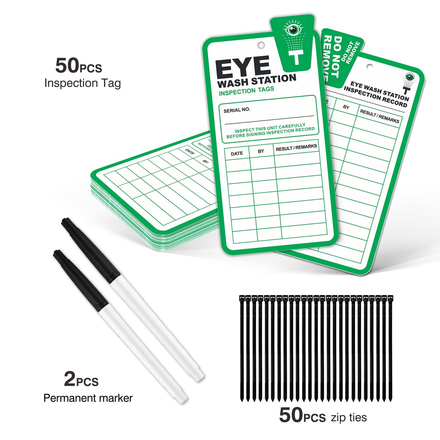 Legend Eye Wash Station Inspection Tags - 50 Pack, RP-Plastic, OSHA Approved, Waterproof