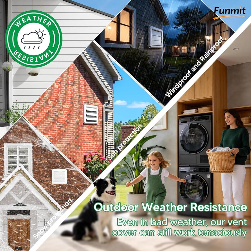 4 Inch Dryer Vent Cover for Exterior Wall Vent Hood Outlet Airflow, Dryer Air Vent with Screen with 4 Screw for Easy Installation, White
