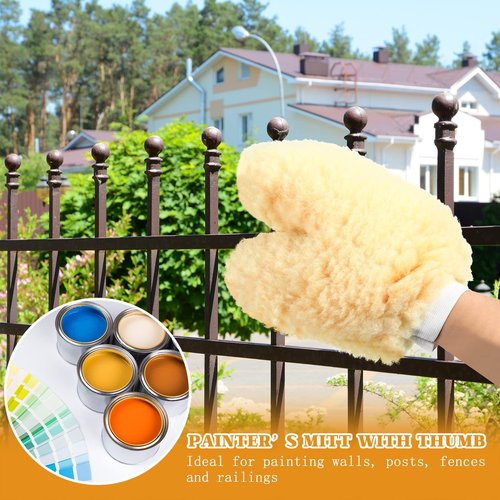 Yungyan 6 Pcs Paint Mitt Gloves for Painting Railing Pipe Fence with Thumb,painters Mitt Dusting Gloves Deck Stain Applicator for Cleaning
