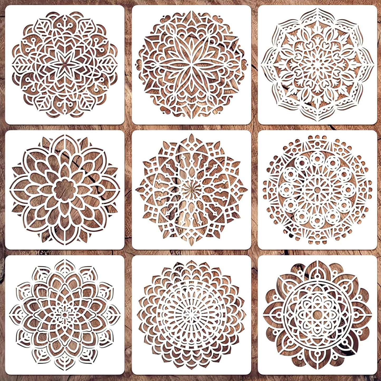 Mandala Stencils for Painting on Wood Wall Floor Furniture Tile Fabric, Small Rangoli Stencils Rock Painting Stencils for Home Decor (4 inch)