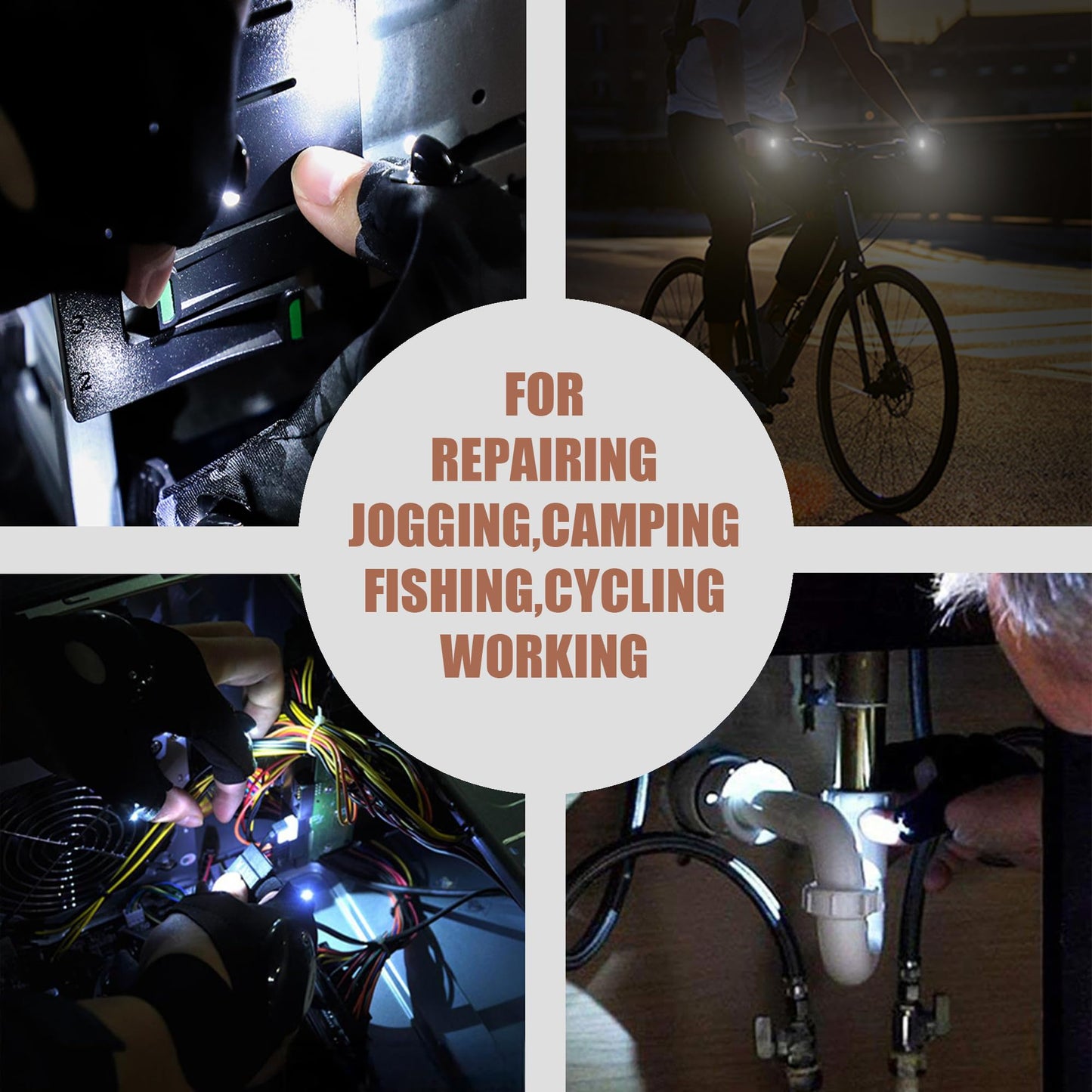 Mylivell Handsfree LED Flashlight Gloves, Fathers Day dad Gifts for Fishing dad, Camping Flashlight Gadgets for Men, Gloves with Lights for Working on Cars, Handy Mens Gifts, Mens Tools Gifts