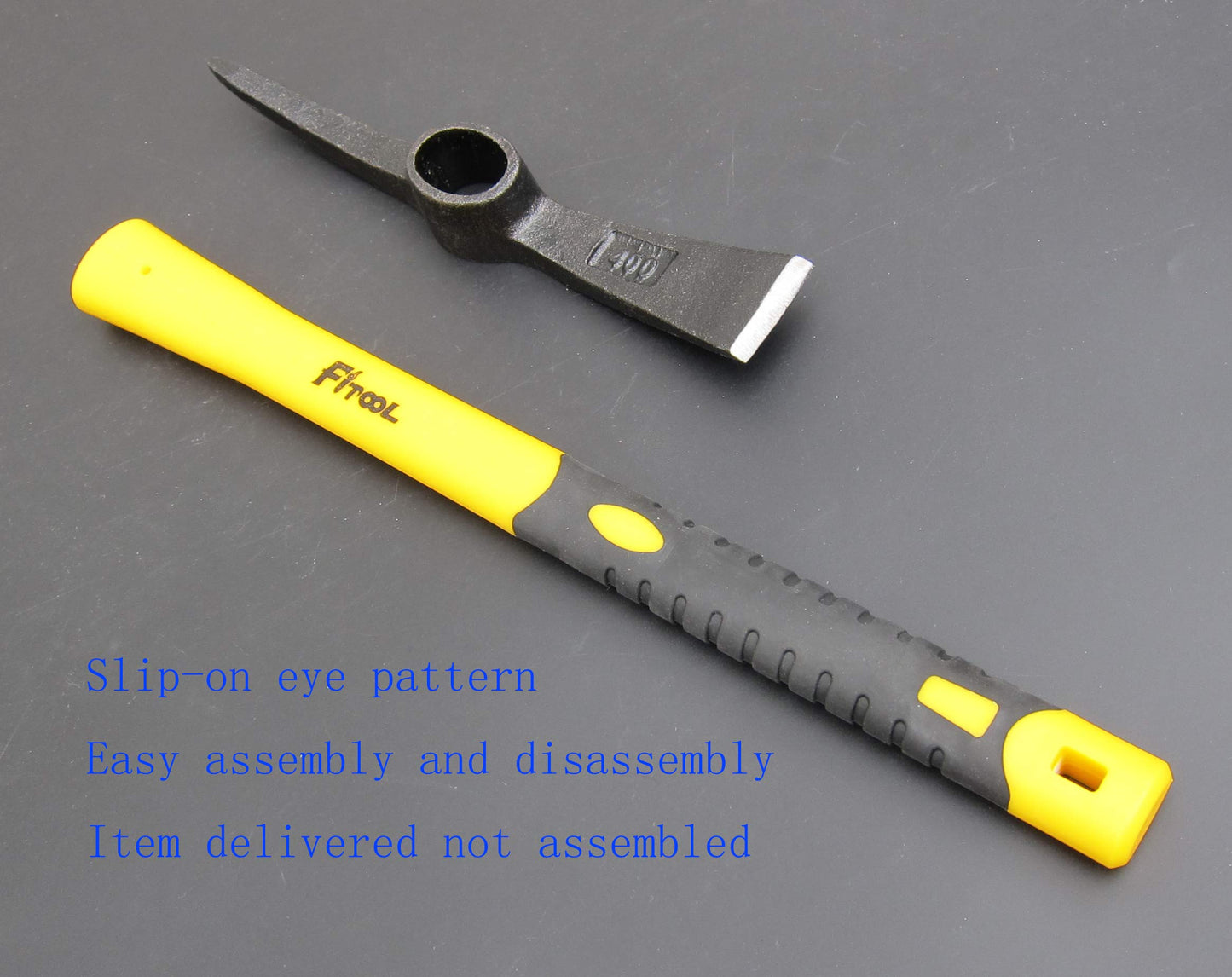 Forged Adze Pick, Weeding Mattock Hoe, Pick Axe 15-Inch, One Piece Intact Drop Forged, Plastic Coated Fiberglass Handle, 1.4LB