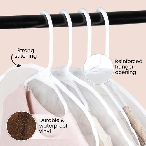 Handy Laundry Clear Vinyl Shoulder Covers – Set of 16 – Garment Protectors Keep your Suits, Dresses, Blouses, & Dust Free. Protect and Store your Clothing while they're In and Out of Season.