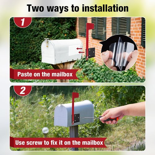 Merear Mailbox Flag Replacement Kit, Galvanized Steel Flag for Mailbox, Mailboxes Accessories, Two-Way Installation Methods for Wood, Wall, Metal, Stone, Mailbox