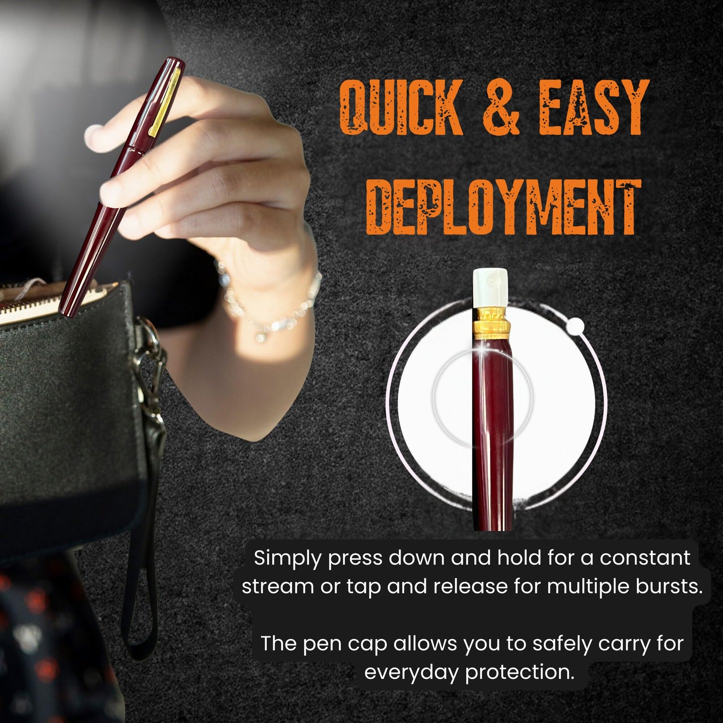 Police Magnum Small Pepper Spray Pen self Defense kit- Discreet Pocket Size Security- Made in The USA- 2 Pack Burgundy Tactical Pens