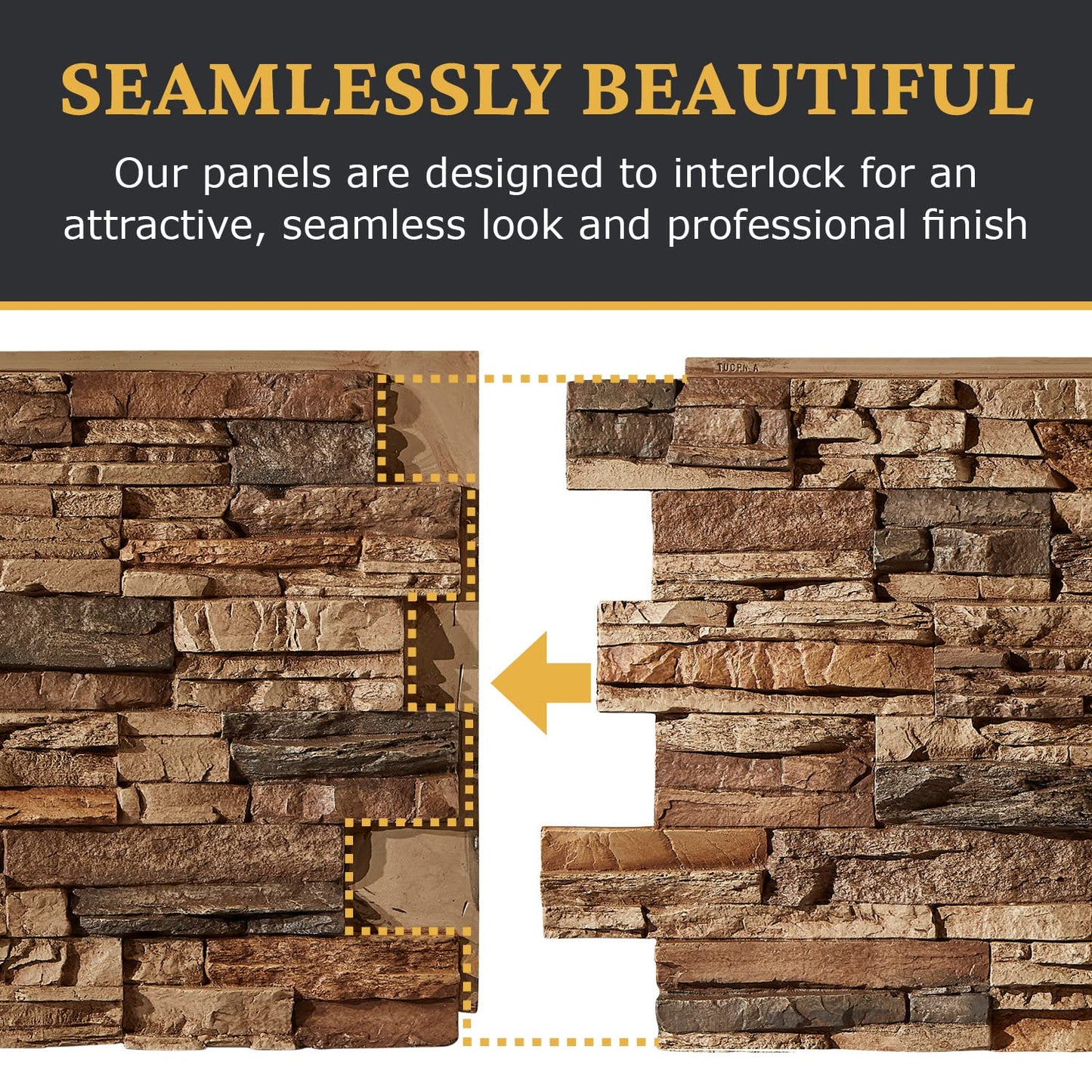 AZ Faux AZ Faux High-Density Polyurethane Faux Stone Wall Covering Panels for Interior and Exterior Decor | Stacked Stone Siding Panel | Sedona | 8" L x 8" H | Sample Size | Cognac Brown