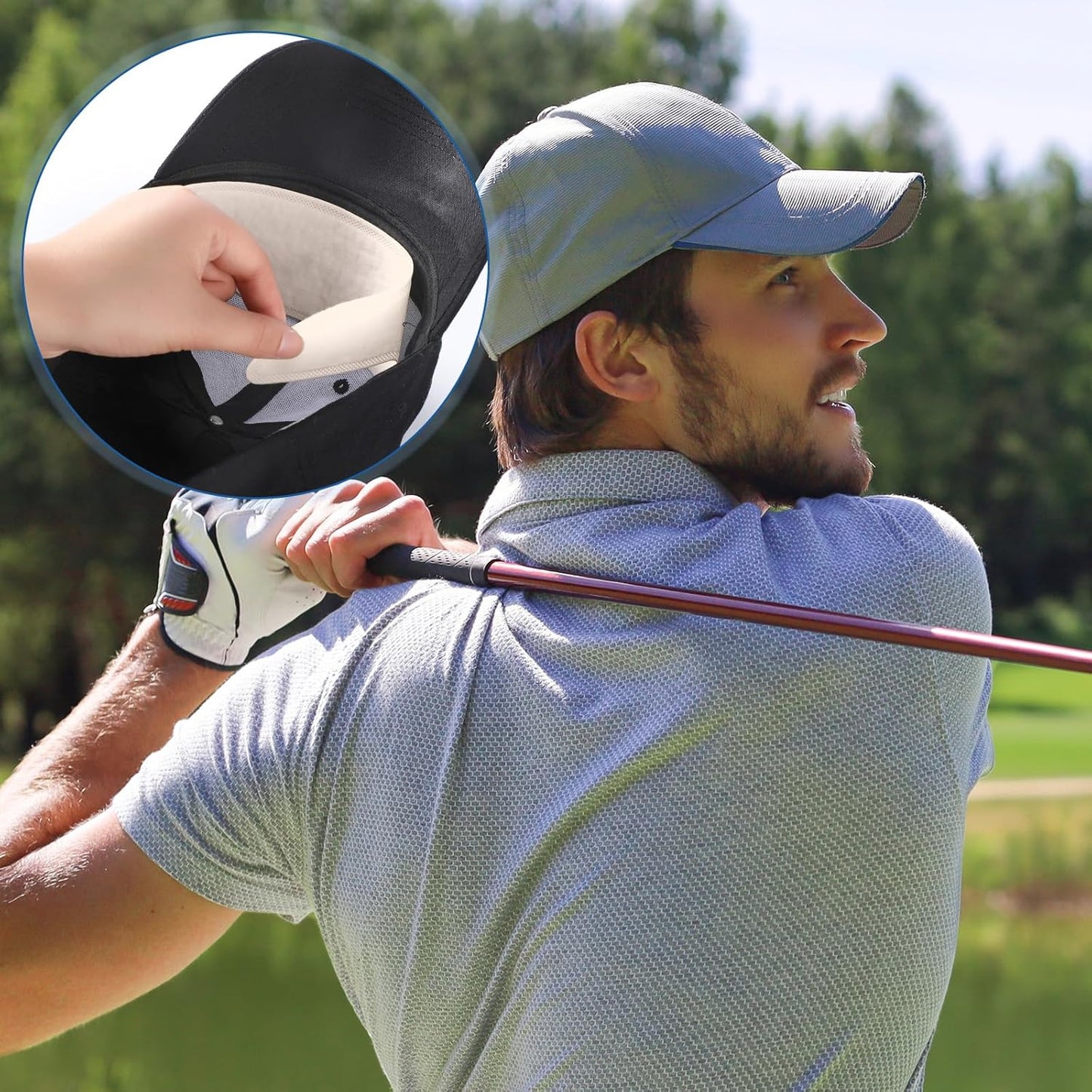 Janmercy 100 Pcs Hat Sweat Liner Shields Absorbing Pad Prevents Stains Protector Bands for Baseball Golf Cap Men Women