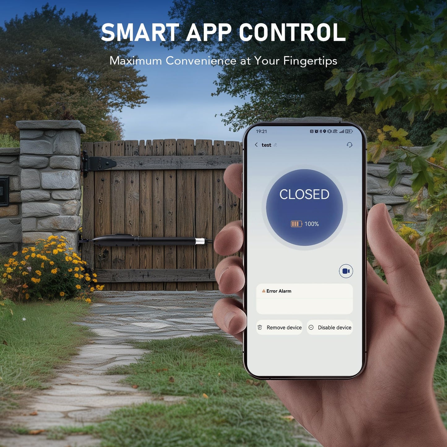 CO-Z Automatic Gate Opener Kit, App Compatible Smart Single Swing Gate Opener for Doors up to 660lb 5.9ft with Remote Controls Release Keys, Electric Gate Opening System for Driveway Home