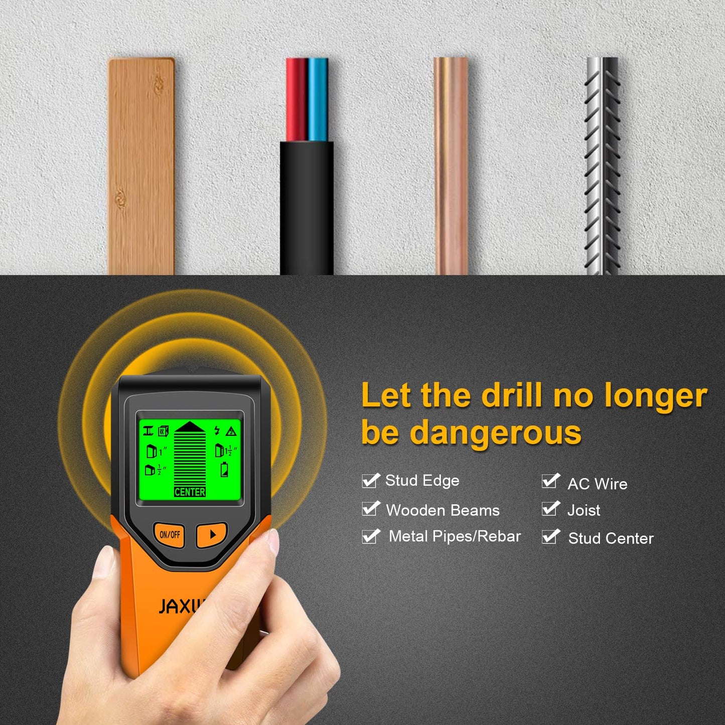 Stud Finder Wall Scanner - 5 in 1 Stud Finder Tool, Stud Detector Beam Finders for the Center and Edge of Wood AC Wire Metal Studs Joist