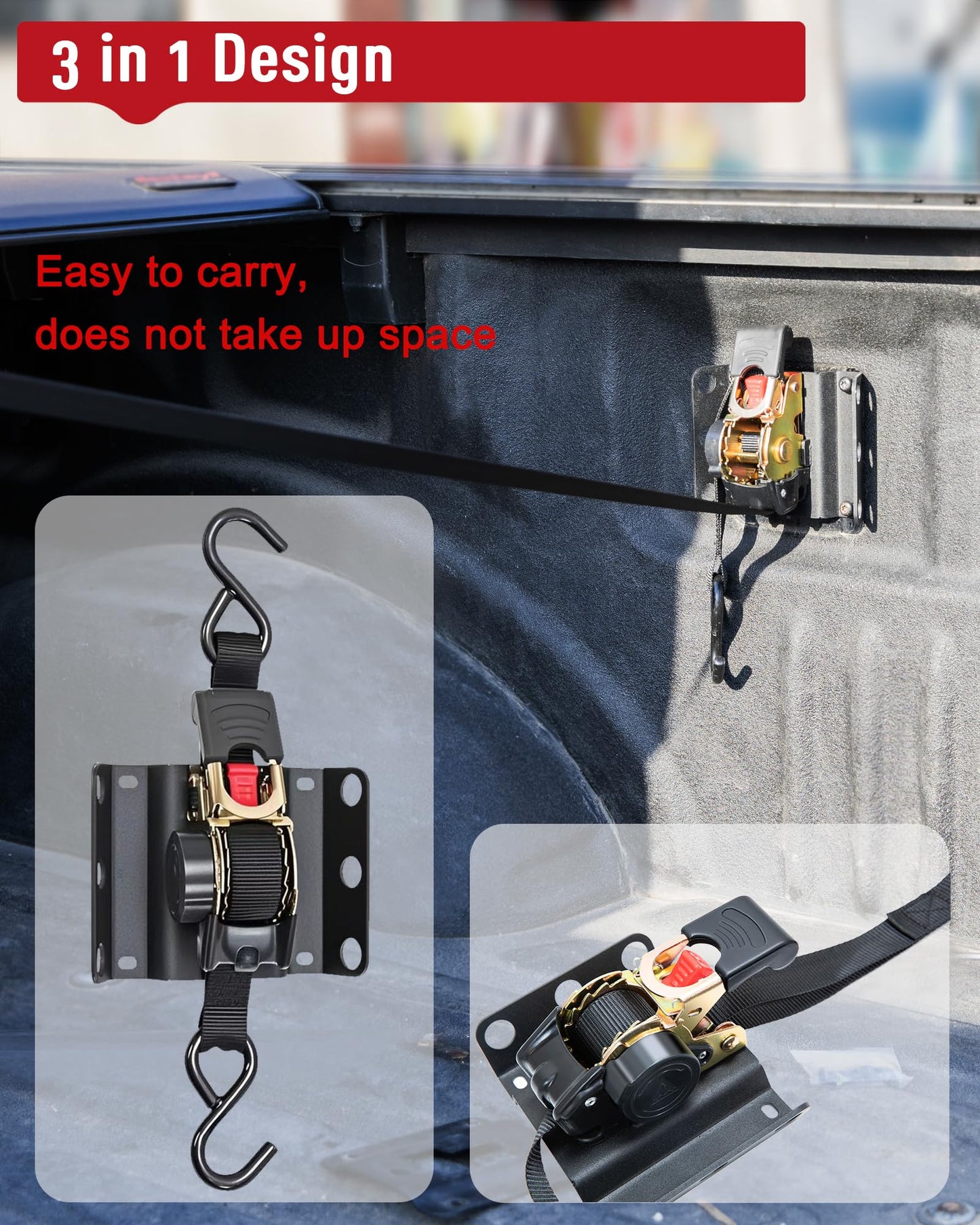Ultimate Retractable Ratchet Straps for Ford F150, Retractable Truck Bed Ratchet Straps for Ford F150, Compatible with Ford F-150 F250 F350 F450 2015-2025