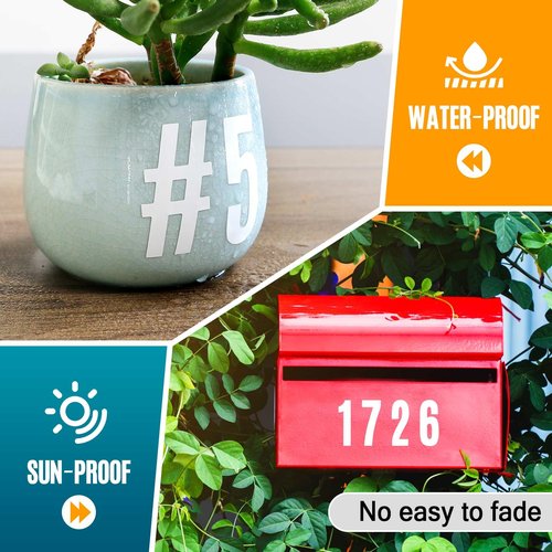 Seloom 6 Sheets 2 Inch Vinyl Mailbox Numbers Stickers Self Adhesive,Waterproof Address House Number Decals Stickers Kit for Outside Mailbox,Signs,Window,Door,Water Bottles,Cars,Home,Business(White)
