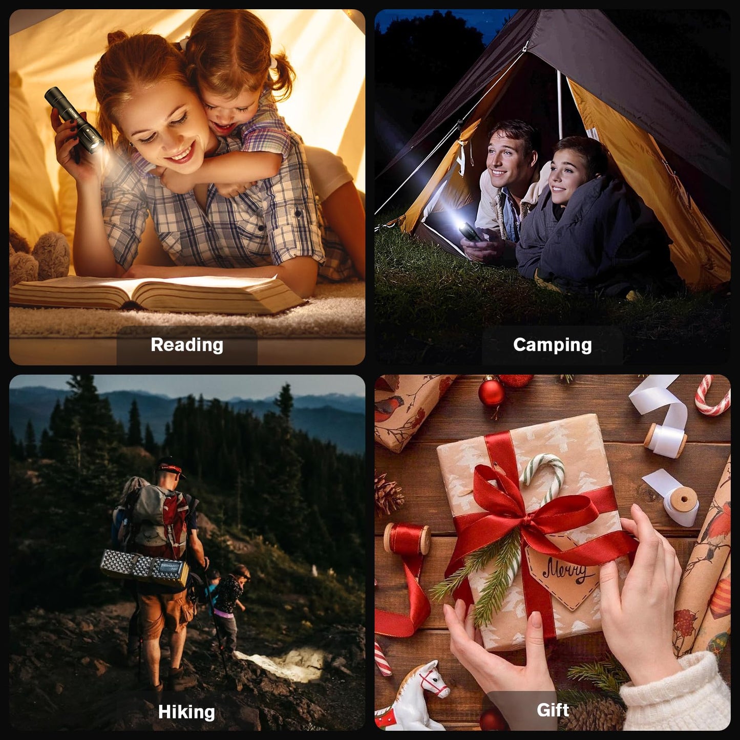 RECHOO LED Flashlight 2 Pack, Tactical Flashlights High Lumens with 3 Modes, Pocket Small Flash Light, Waterproof Zoomable Flashlights for Home Emergency, Camping Essentials (Battery Included)