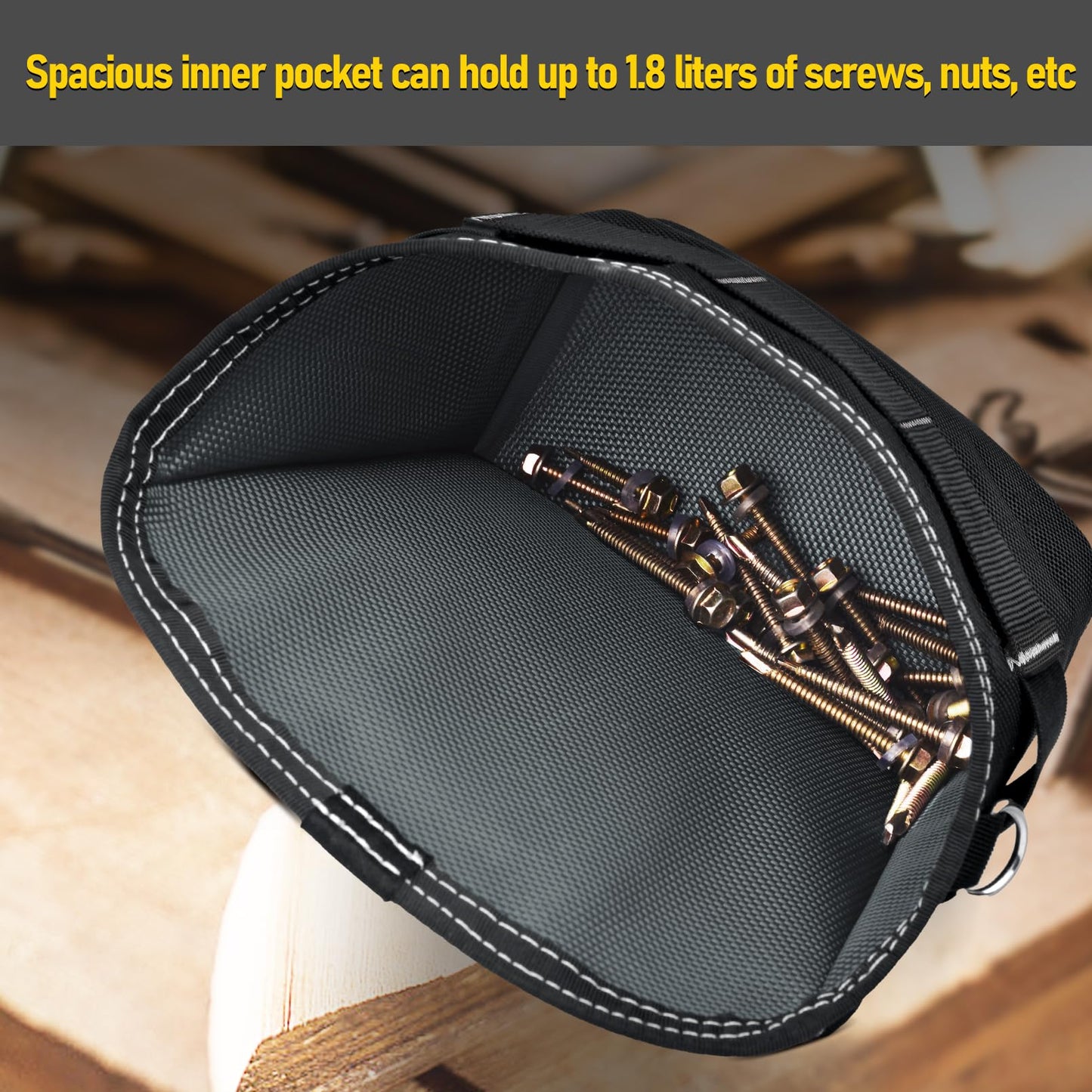 SOGCASE Tool Pouch Nails Screws Bag with Belt Clip (XL, Black)