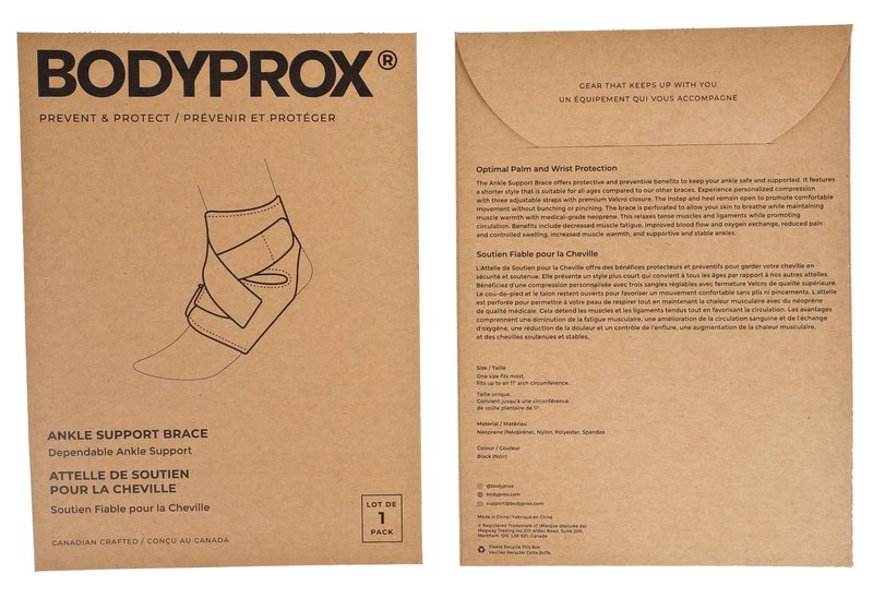 Bodyprox Ankle Support Brace, Breathable Adjustable Wrap, 1 Pack