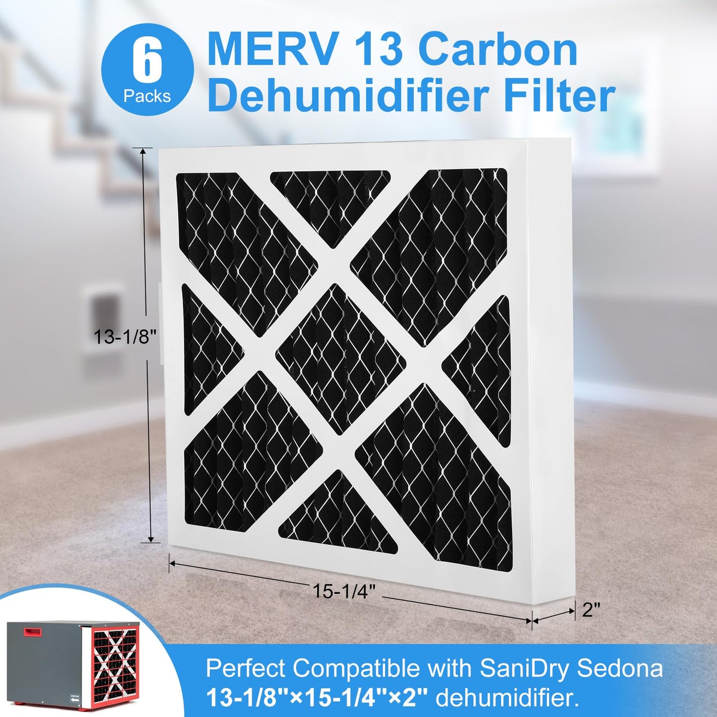 4 Pack Upgrade PN07126 MERV 13 Dehumidifier Carbon Filter Compatible with Sanidry Sedona Dehumidifier PN07126 Replacement Filter