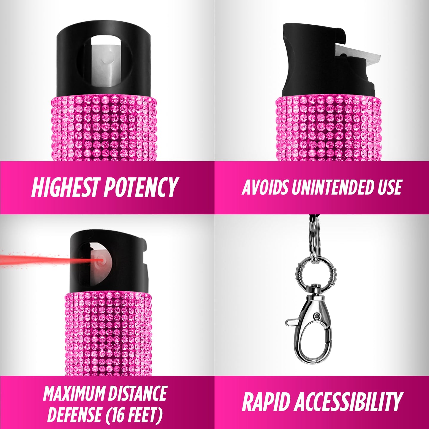 Guard Dog Security Bling it On Pepper Spray Keychain with Safety Twist Top Mini and Easy Carry Lightweight and Fashionable Maximum Police Strength OC Spray 16 Feet Range 0.5 fl oz