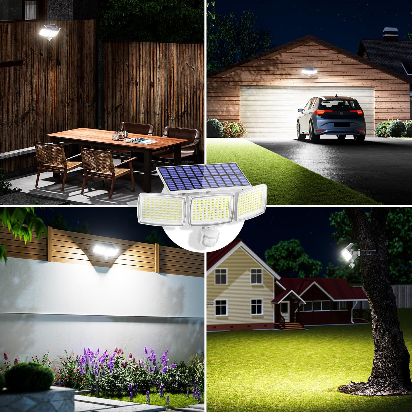 AIXPI Solar Lights Outdoor 240 LED 3000mAh Motion Sensor Flood Lights IP65 Waterproof Security Lights for Outside 270° Wide Angle Wall Lights White 2Pack