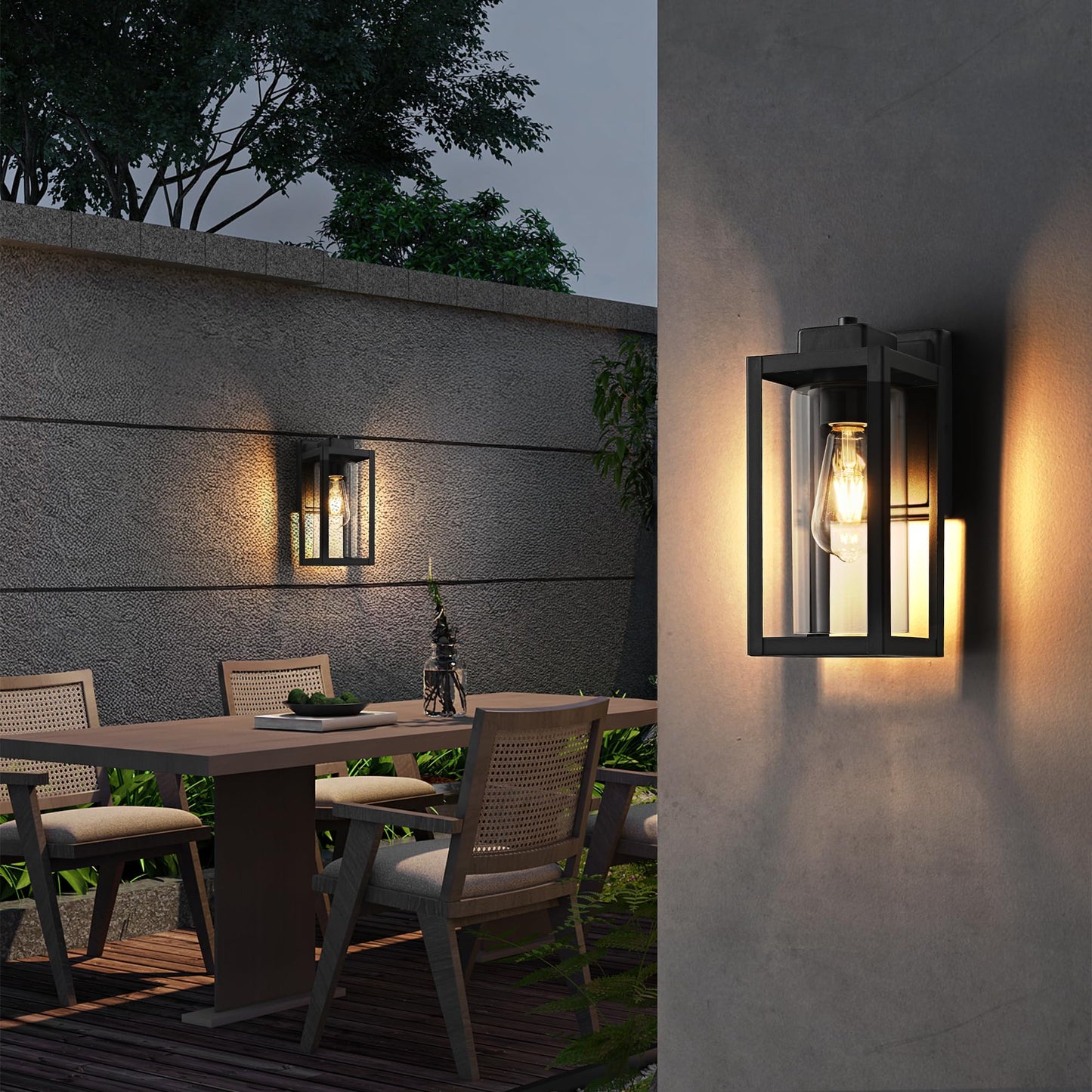 SIONLOM Outdoor Wall Lantern Exterior Lights for House,Outdoor Wall Sconce Clear Glass Waterproof Porch Light Patio Light Modern Matte Black Front Lighting for Patio, Front Door, Entryway(2 Pack)