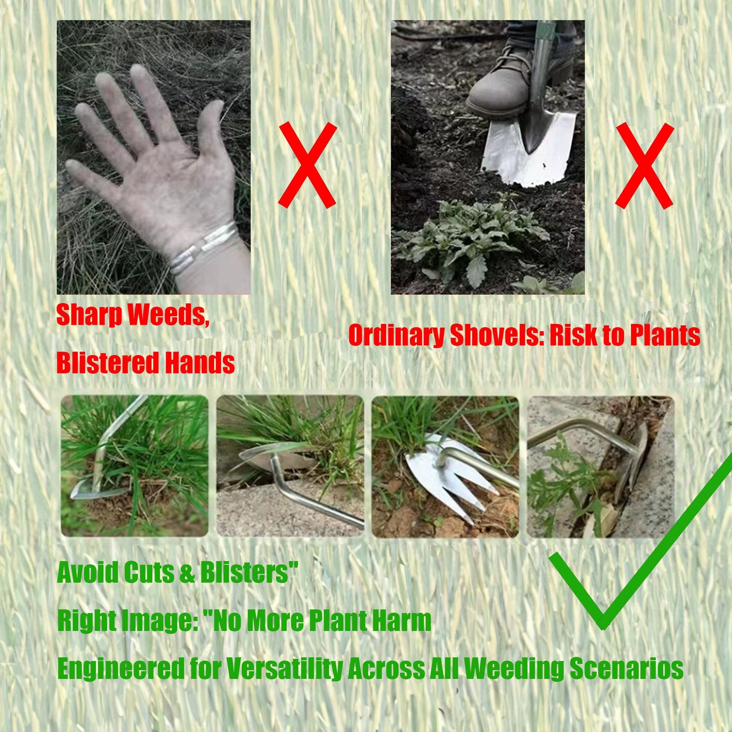 BUT FLY Hand Weed Puller Dual-Action 4-Claw Weeder with Ergonomic Grip Garden Tool for Efficient Root Removal Precision Weed Extraction Ideal for Garden Enthusiasts