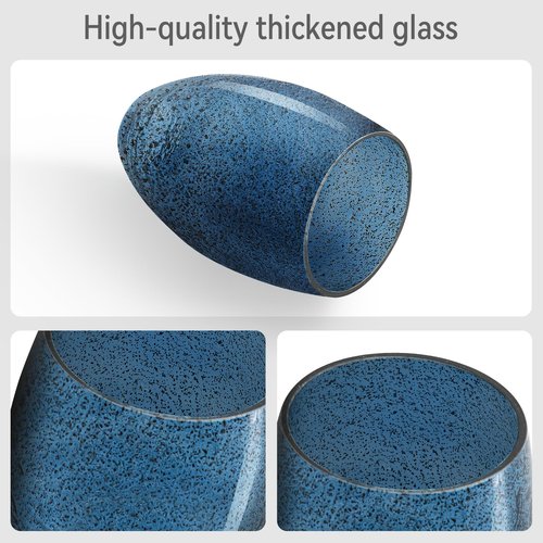 HGHYjrxfkl Oval Glass Lamp Shade, Dark Blue Seeded Pendant Light Shade,H7.5",D4.7" Replacement Lamp Shade for Chandelier,Wall Sconce, Floor and Table Lamps –1 Pack