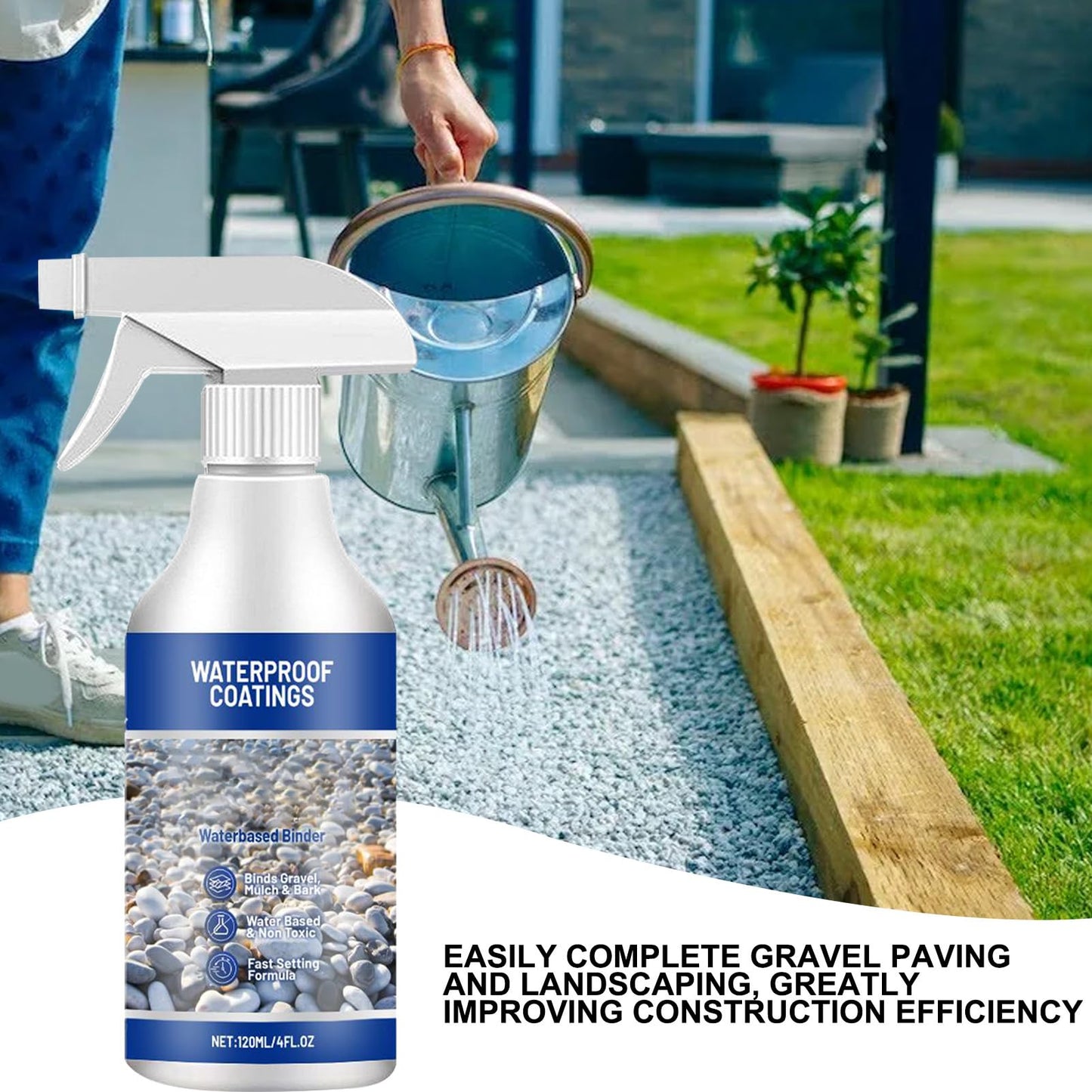 Rock Glue for Pea Gravel - Mulch Glue for Rocks | Sealer Adhesive Stabilizer Waterproof Fast Drying Spray 120ml for Outdoor Yard Playground Patio Backyard