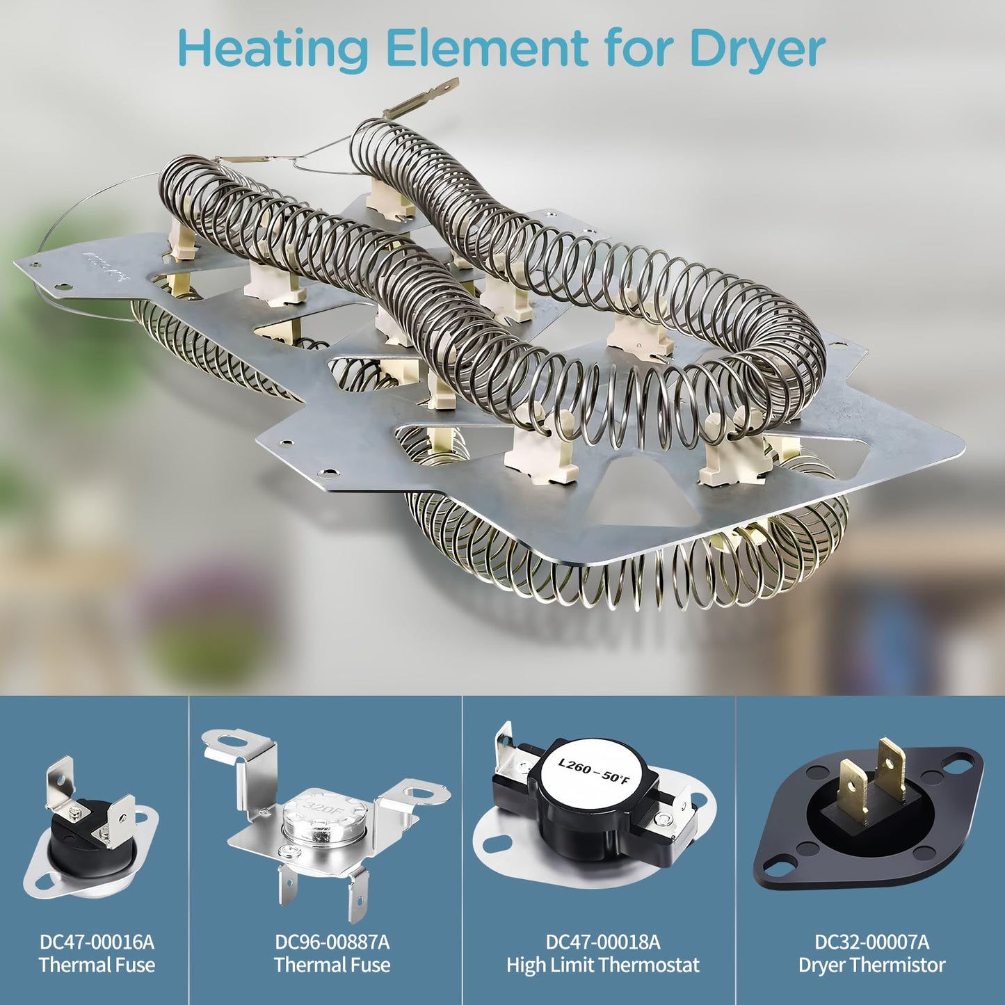 Dryer Heating Element Kit for sam sung DV405ETPASU/AA DV220AEW/XAA DV330AEW/XAA DVE45N5300V/A3 DV365ETBGWR/A3 DV36J4000EW/A3 DV395ETPASU/A1 DV393ETPAWR/A1 DVE45N5300W/A3 DV42H5400EF DVE50T5300C/A3