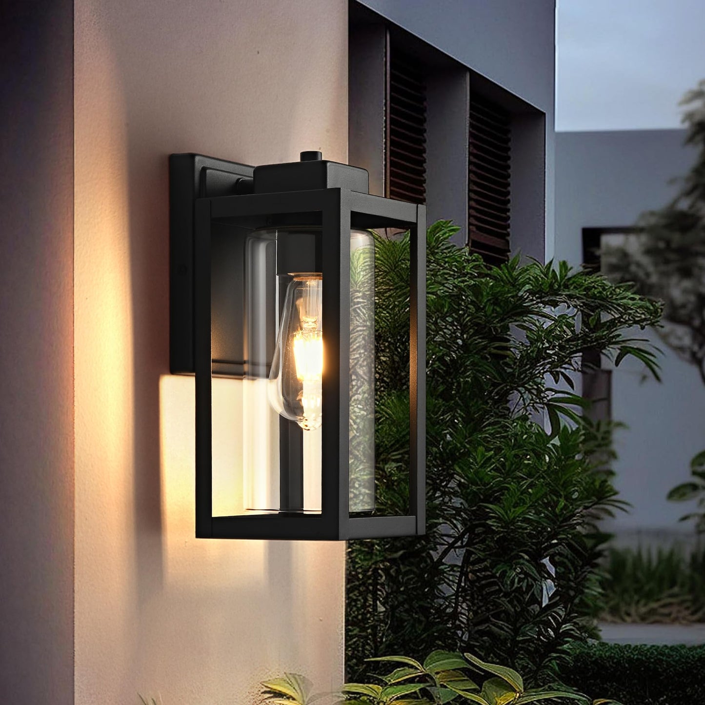 SIONLOM Outdoor Wall Lantern Exterior Lights for House,Outdoor Wall Sconce Clear Glass Waterproof Porch Light Patio Light Modern Matte Black Front Lighting for Patio, Front Door, Entryway(2 Pack)