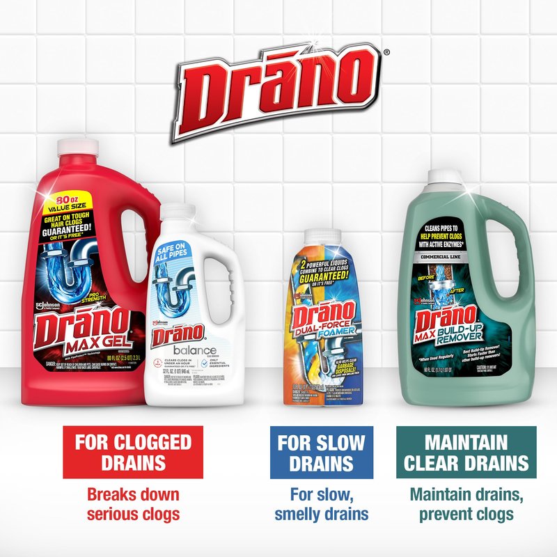 Drano Balance Drain Clog Remover and Cleaner, Non-Corrosive Formula, Safe on All Pipes and Septic Tanks, Formulated Using Only Essential Ingredients, 32 Fl Oz