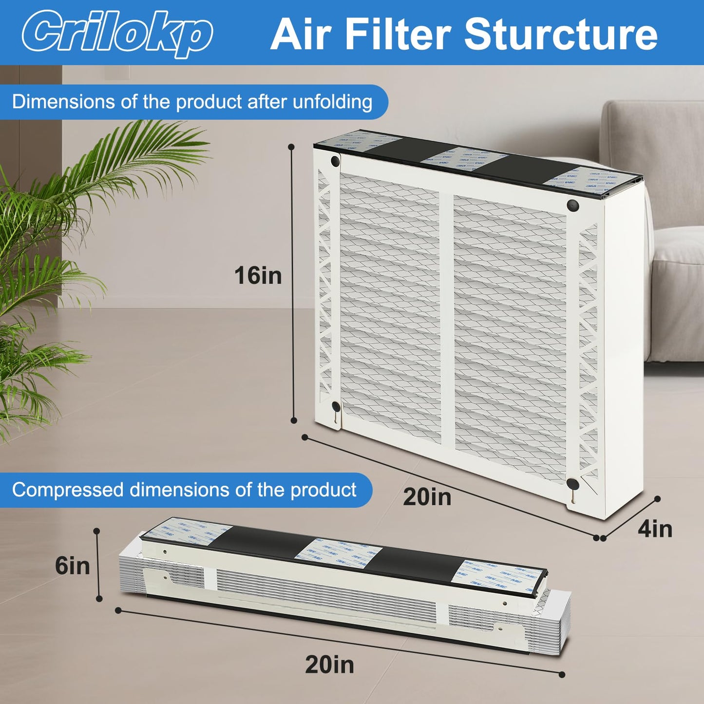 110 Replacement Filter for AprilAire 1110 Whole House Air Purifier - MERV 11, Pleated HVAC AC Furnace Filters Clean Air & Dust, 16x20x4 Air Filter for Home 2 Packs