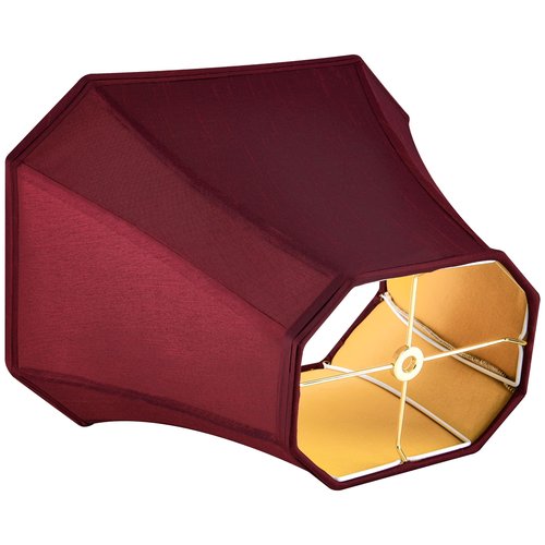 GO&SO Burgundy Lamp Shade Square Cut Corner for Table Lamp and Floor Lamp, 8x14x11 Inch Medium Natural Faux Silk, Easy Assembly Required (Single) Red Modern & Victorian Lampshade Replacement