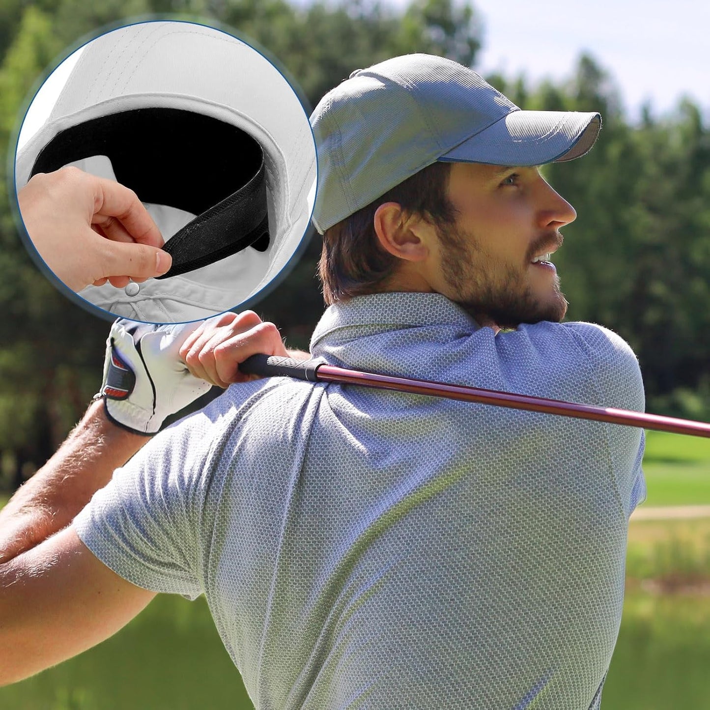 Janmercy 100 Pcs Hat Sweat Liner Shields Absorbing Pad Prevents Stains Protector Bands for Baseball Golf Cap Men Women