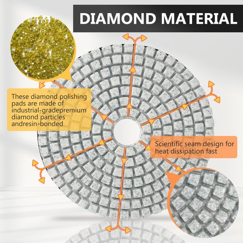 Ceeintee 4 Inch Diamond Polishing Pads, 14 PCS 50-8000 Grit Wet/Dry Granite Stone Polish Pad Kit with 5/8’’-11 Backer Pad, Drill Adapter and Wool Disc for Granite Marble Concrete Stone Tile